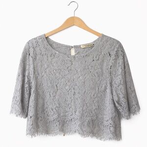 Chance or Fate Light Gray Sheer Lace Blouse. NWT. Size Medium